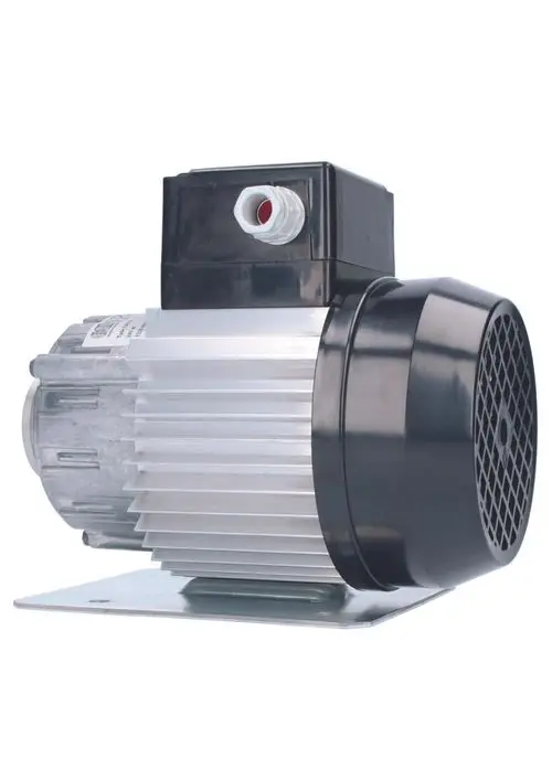 JUDO Motor für eine Drehschieberpumpe, montiert auf einer Metallbasis, mit silbernem Gehäuse und Lüftungsgitter, geeignet für den Einsatz in Wasserpumpensystemen.